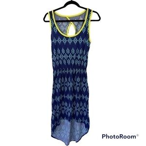 ROUTE 66 clothing co. geometric patterned blue sundress, medium, cut out back